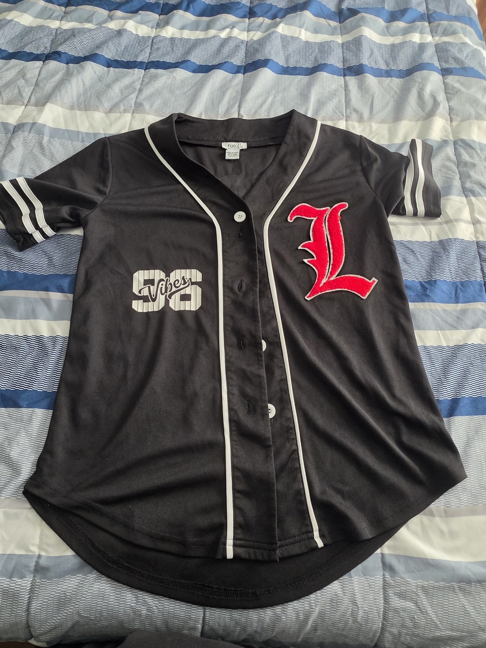 Rue21 Black Lucky Baseball Jersey Tee